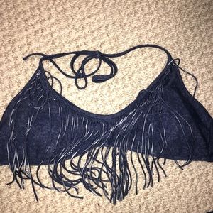 American eagle denim fringe swim suit